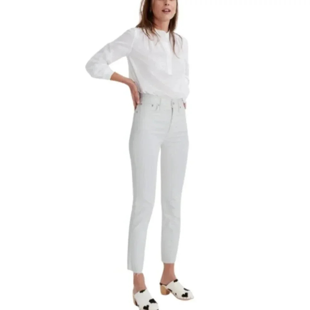 Madewell Womens 25 The Perfect Vintage Jean in Tile White Raw-Hem Edition